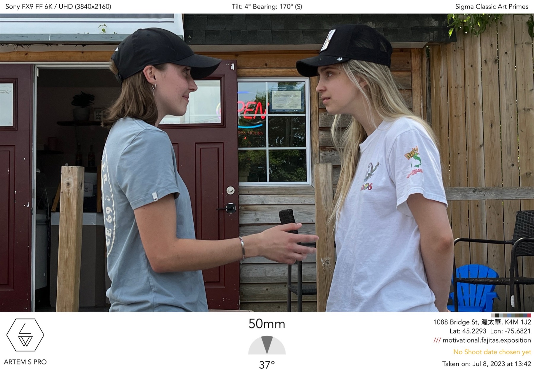 Done Before scene reference showing two characters facing each other outside the bakery