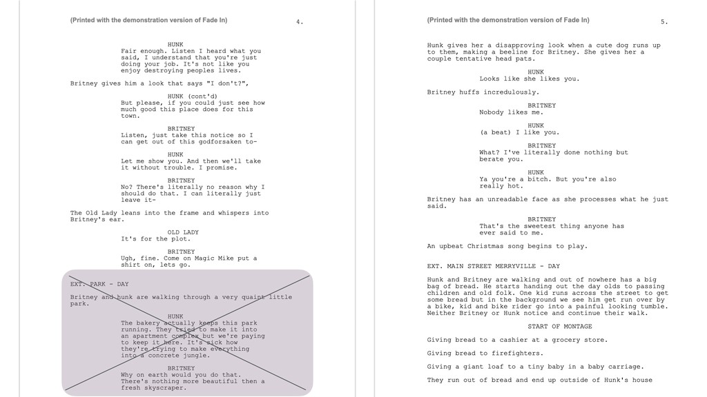 Done Before revised script pages used for a same-day rewrite during production