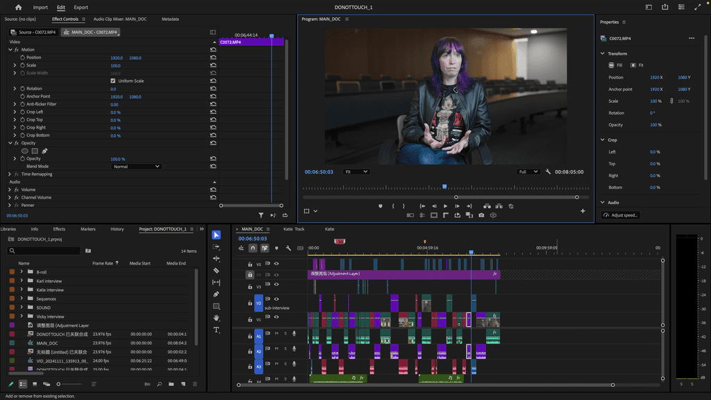 Premiere Pro editing timeline