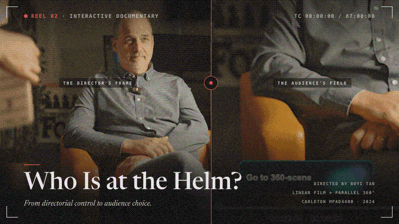 Animated cover for Who Is at the Helm interactive documentary